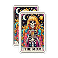 (2 Pack) Tired Mom Skeleton Magnets - Colorful Tarot Card Art - Funny Motherhood Fridge Decor - 5 Inches On Longest Side - Thick Durable Magnet - Made in USA - MAG20745