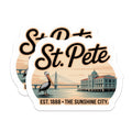 (2 Pack) St Pete Florida Magnets - Sunshine City Travel Decor - Tampa Bay Souvenir - 5" On Longest Side - Premium Magnet - for Cars, Refrigerators, Toolboxes, Lockers - Made in USA - MAG17304