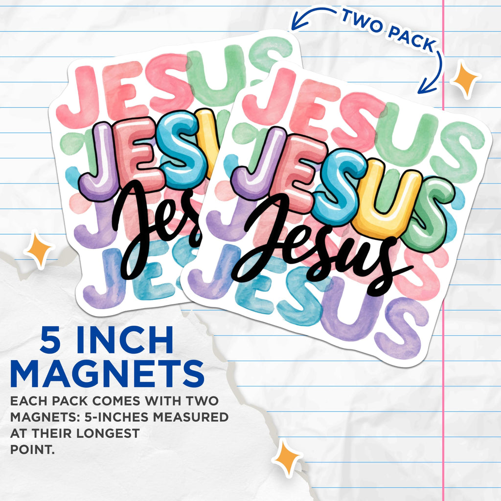 (2 Pack) Jesus Magnets - Christian Theme - Religious Fridge Decor - 5" On Longest Side - Premium Magnet - for Cars, Refrigerators, Toolboxes, Lockers - Made in USA - MAG14916