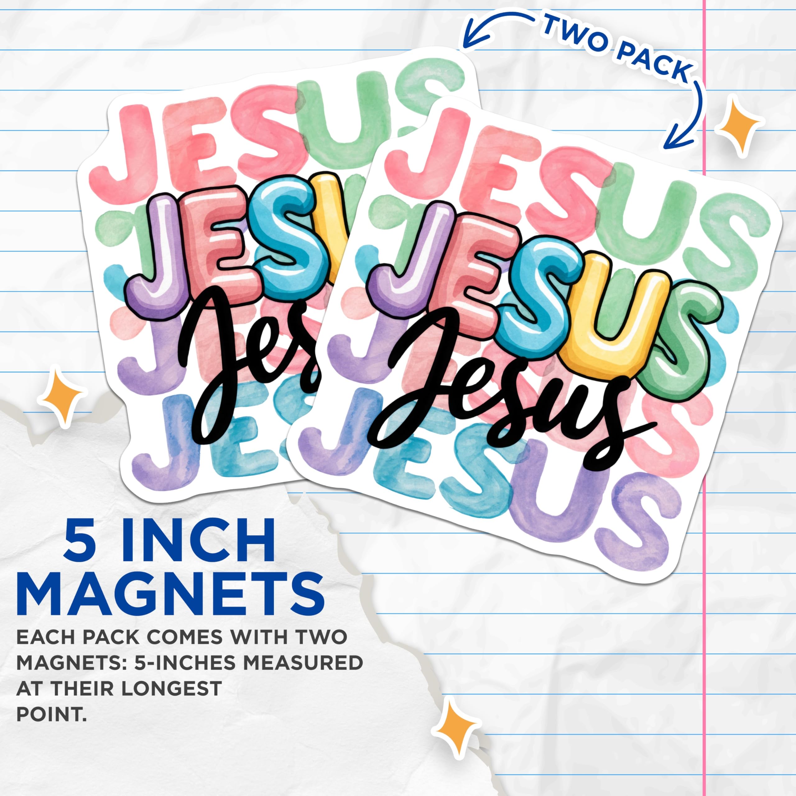 (2 Pack) Jesus Magnets - Christian Theme - Religious Fridge Decor - 5" On Longest Side - Premium Magnet - for Cars, Refrigerators, Toolboxes, Lockers - Made in USA - MAG14916