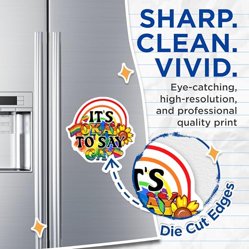 (2 Pack) It's Okay to Say Gay Magnets Magnets - 5" On Longest Side - Made in USA - Sticks to Refrigerators & Metal Surfaces - MAG9186