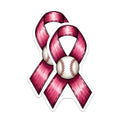 (2 Pack) Pink Ribbon Baseball Magnets - Breast Cancer Awareness Support - Baseball Fan Advocacy - Fight Cancer Journey Hope - 5 Inches On Longest Side - Thick Durable Magnet - Made in USA - MAG24634