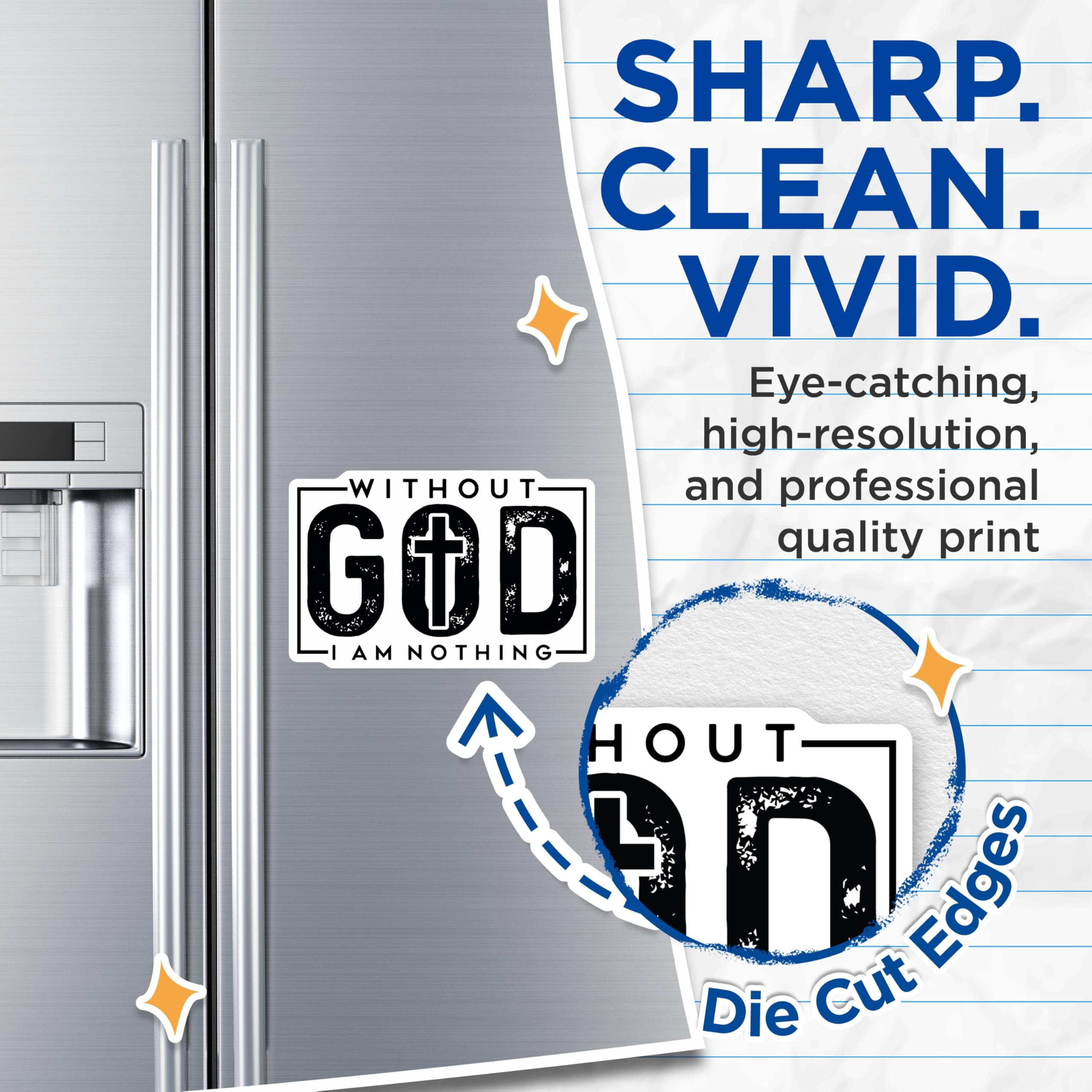 (2 Pack) Without God I Am Nothing Magnets - Christian Faith Quote Refrigerator Magnets - Religious Inspirational Decor - 5 Inches On Longest Side - Thick Durable Magnet - Made in USA - MAG26620