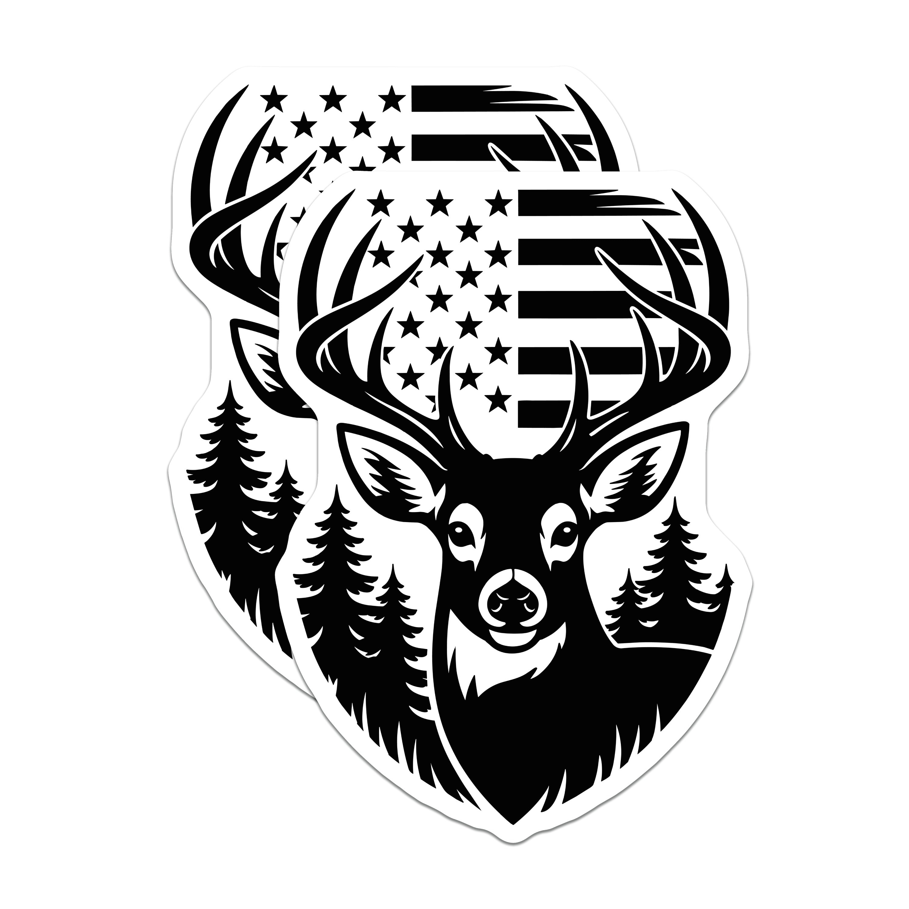 (2 Pack) American Flag Deer Magnets - Patriotic Buck Hunting Magnet - Rustic Cabin Decor - Forest Wildlife Fridge Magnet - 5 Inches On Longest Side - Thick Durable Magnet - Made in USA - MAG38439