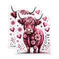 (2 Pack) Pink Highland Cow Magnets - Floral Farmhouse Decor - Cute Coquette Refrigerator Magnet - 5 Inches On Longest Side - Thick Durable Magnet - Made in USA - MAG38078