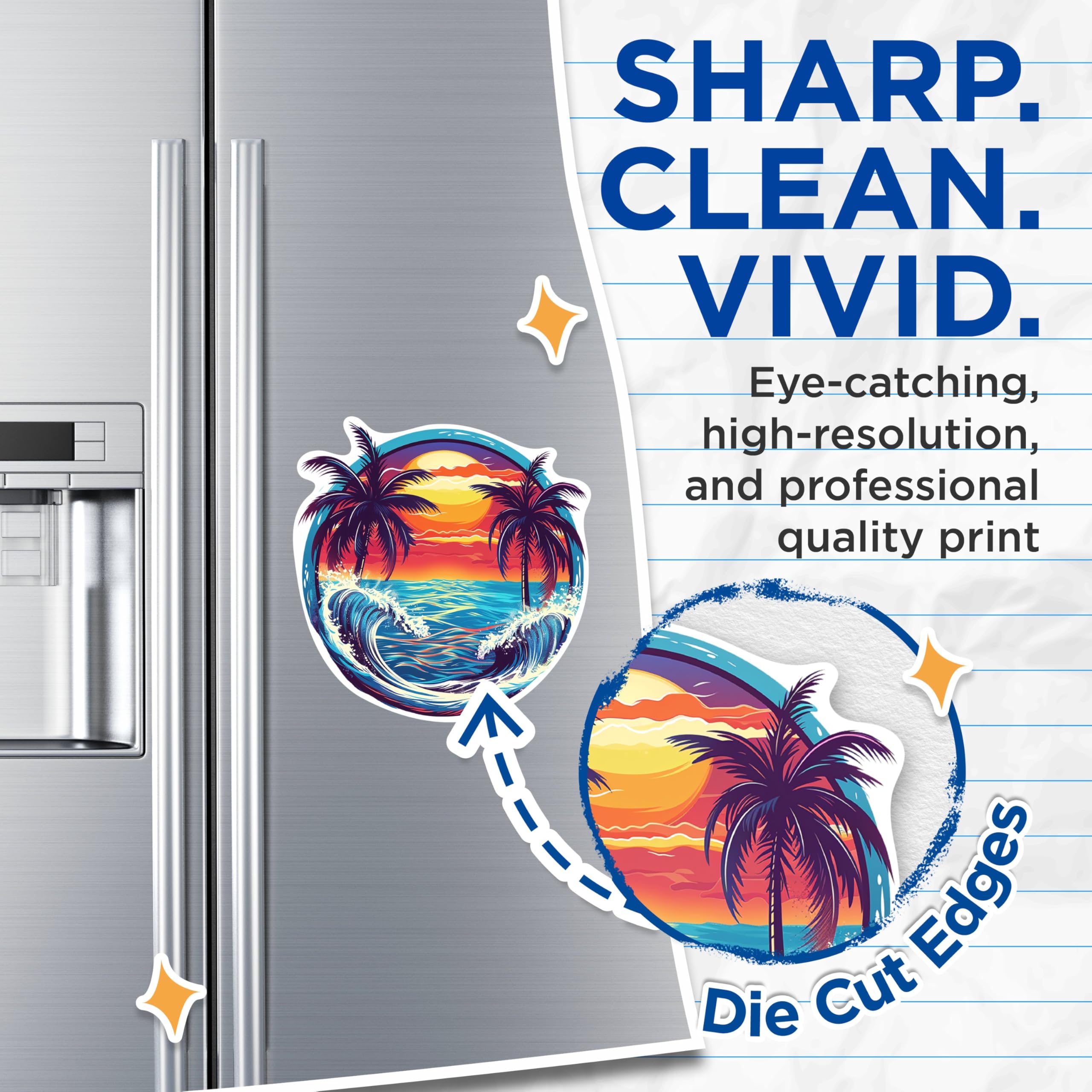 (2 Pack) Tropical Ocean Sunset Magnets - Beach Bum Ocean Lover - Coastal Sunset - 5 Inches On Longest Side - Premium Magnet - for Cars, Refrigerators, Toolboxes - Made in USA - MAG2107