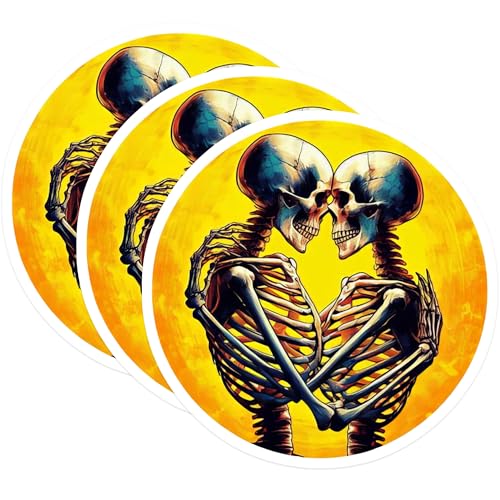 (3 Pack) Skeleton Love Decals - Gothic Romance - Halloween Decals- 3 Inches On Longest Side - Easy Peel & Apply - Made in USA - 3MCS5884