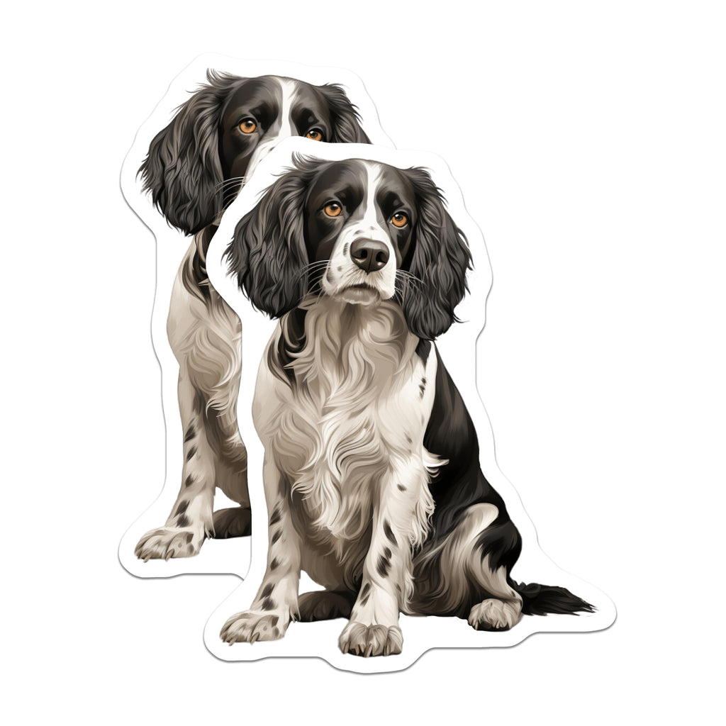 (2 Pack) Springer Spaniel Dog Magnets - Black White Canine Art - Pet Lover Refrigerator Decor - Spaniel Owner Housewarming - 5 Inches On Longest Side - Thick Durable Magnet - Made in USA - MAG29076