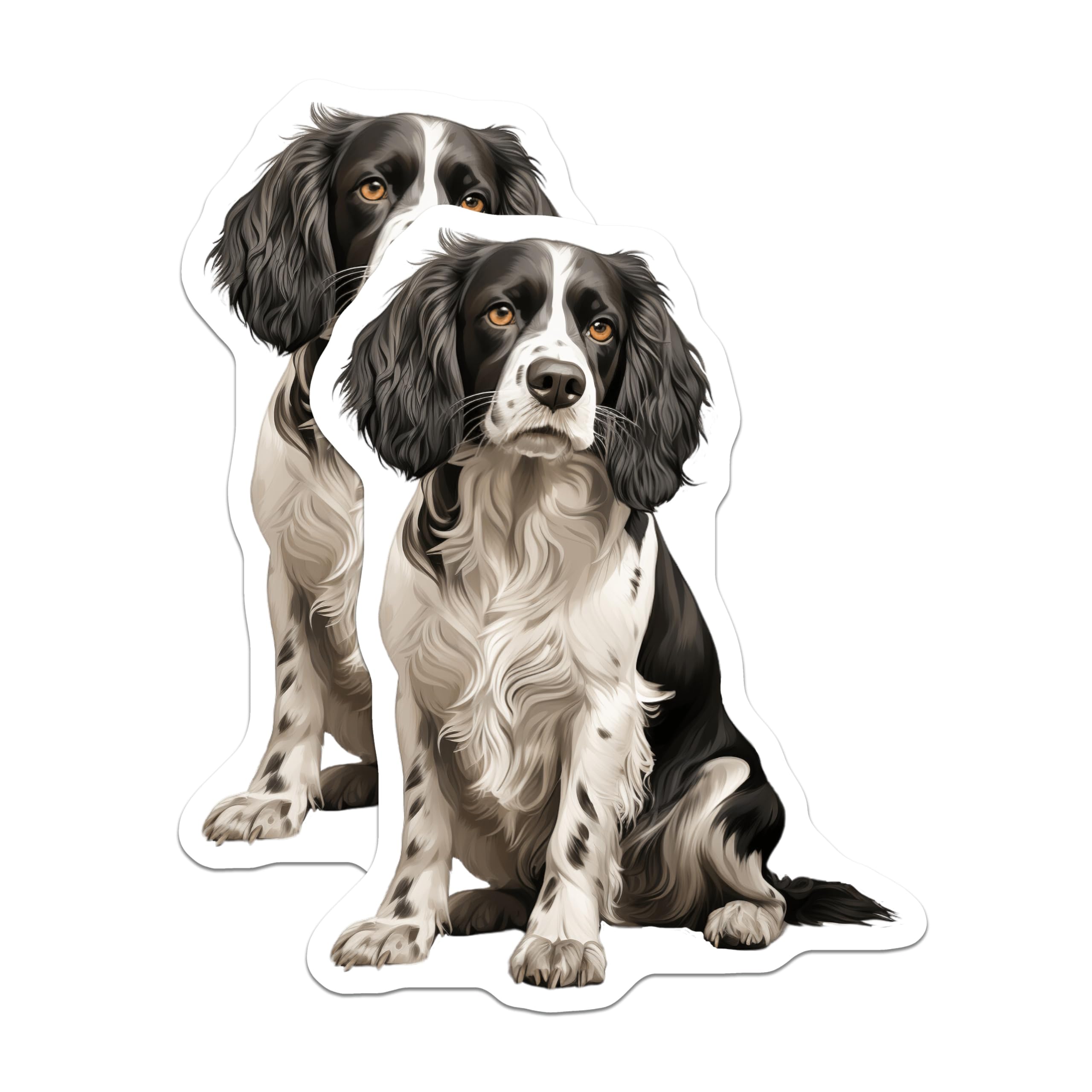 (2 Pack) Springer Spaniel Dog Magnets - Black White Canine Art - Pet Lover Refrigerator Decor - Spaniel Owner Housewarming - 5 Inches On Longest Side - Thick Durable Magnet - Made in USA - MAG29076