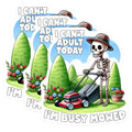 (3 Pack) Funny Skeleton Decals - Lawn Mowing Decal - Cant Adult Today Decals - 3 Inches On Longest Side - Easy Peel & Apply - Made in USA - 3MCS6221