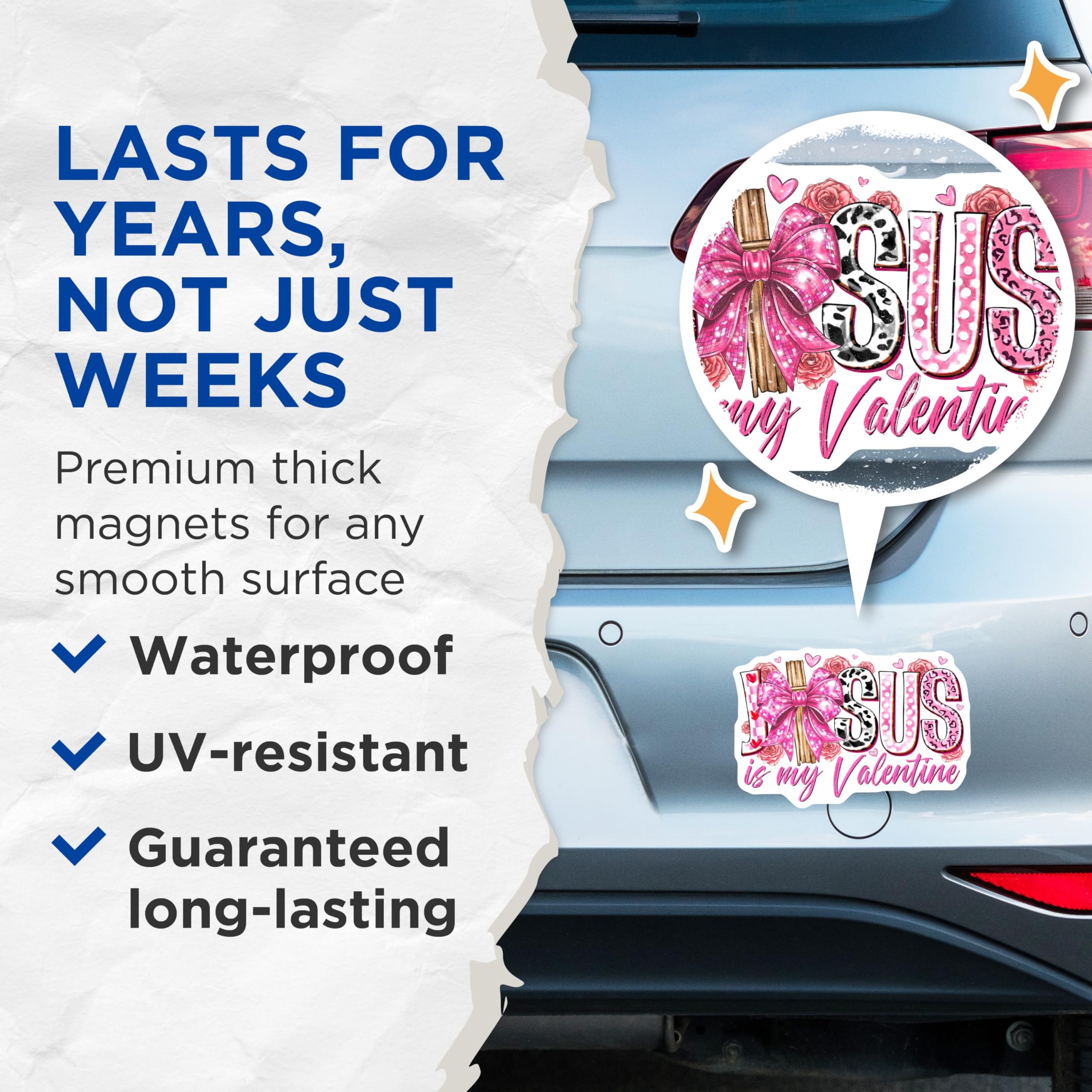 (2 Pack) Jesus Valentine Magnets - Christian Faith Decor - Religious Love Statement - 5 Inches On Longest Side - Thick Durable Magnet - Made in USA - MAG23623