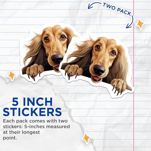 (2 Pack) Dog Lover Stickers - Cute Dog Face - Pet Owner Decal - 5" On Longest Side - Sticks to Smooth Flat Surfaces - Made in USA - BMCS9816