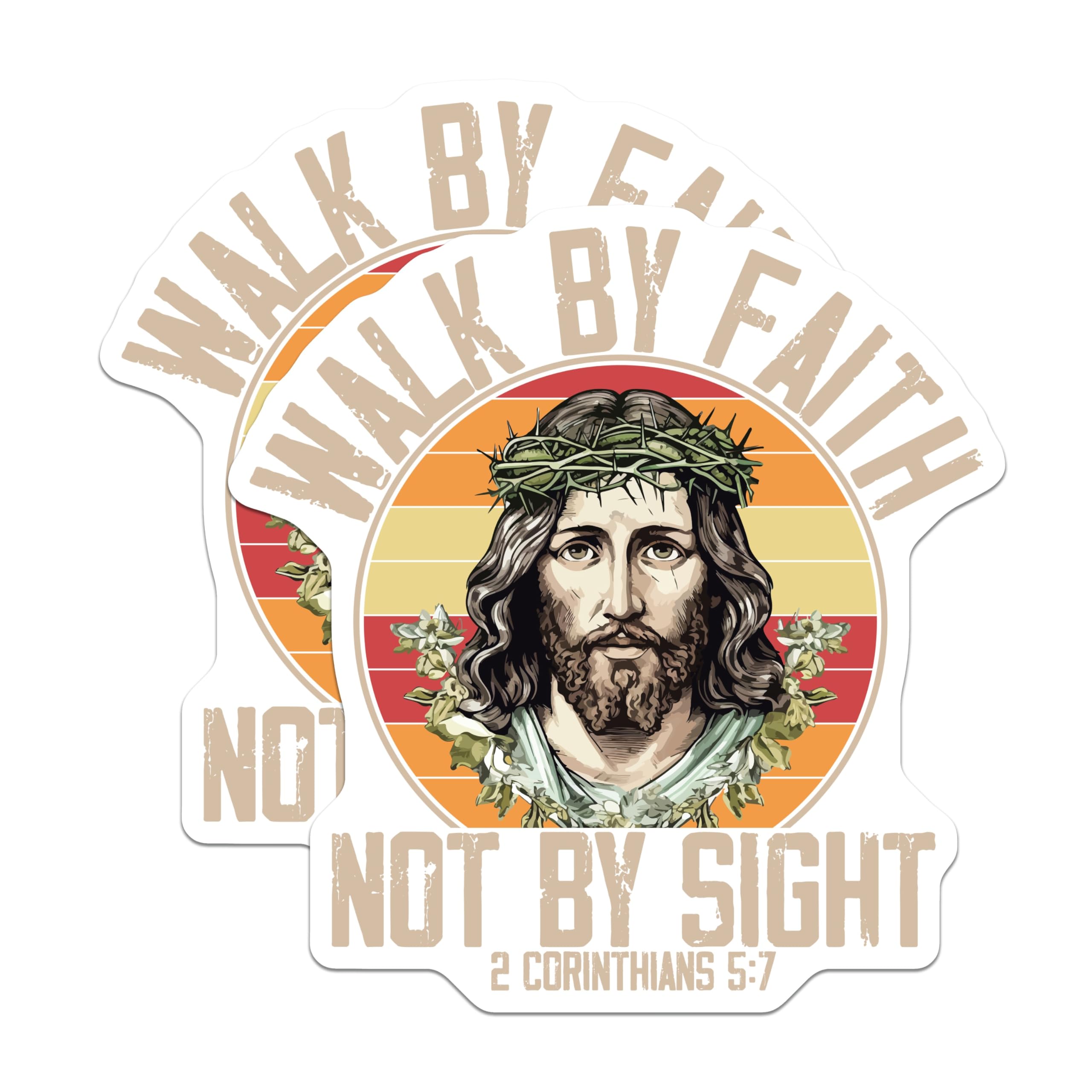 (2 Pack) Walk By Faith Magnets - Jesus Christ Scripture - Christian Inspirational Quote Decor - 5 Inches On Longest Side - Thick Durable Magnet - Made in USA - MAG29377