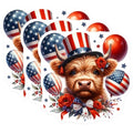 (3 Pack) Patriotic Cow Decals - American Flag - July Fourth Decor- 3 Inches On Longest Side - Easy Peel & Apply - Made in USA - 3MCS5136