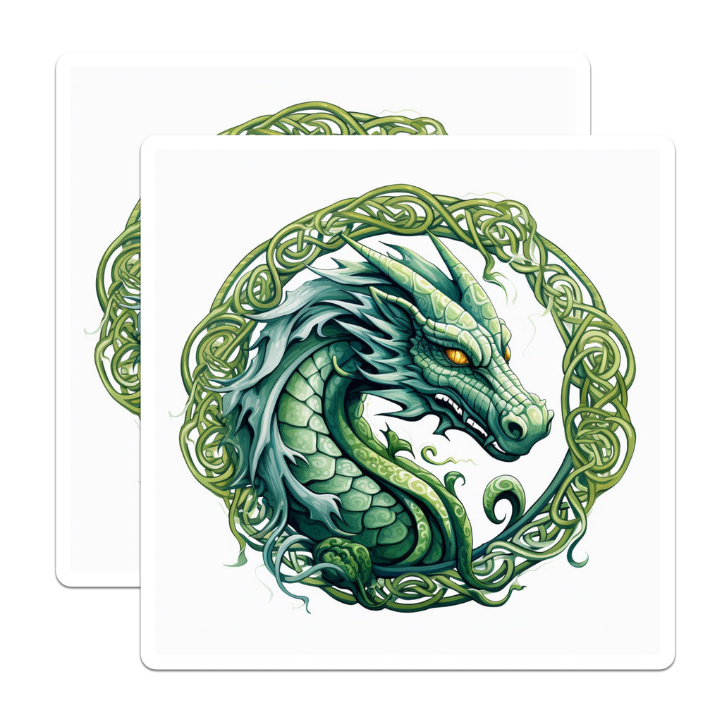 (2 Pack) Celtic Dragon Magnets - Mystical Fantasy Fridge Decor - Mythological Art Collectible - 5 Inches On Longest Side - Thick Durable Magnet - Made in USA - MAG26416