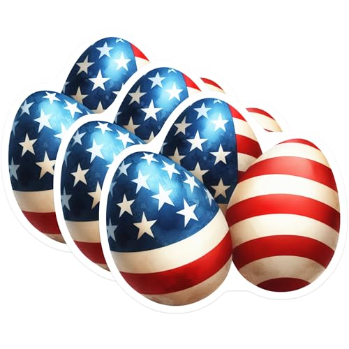 (3 Pack) American Flag Eggs Decals - Patriotic Easter Decals - USA Theme Decal- 3 Inches On Longest Side - Easy Peel & Apply - Made in USA - 3MCS5291