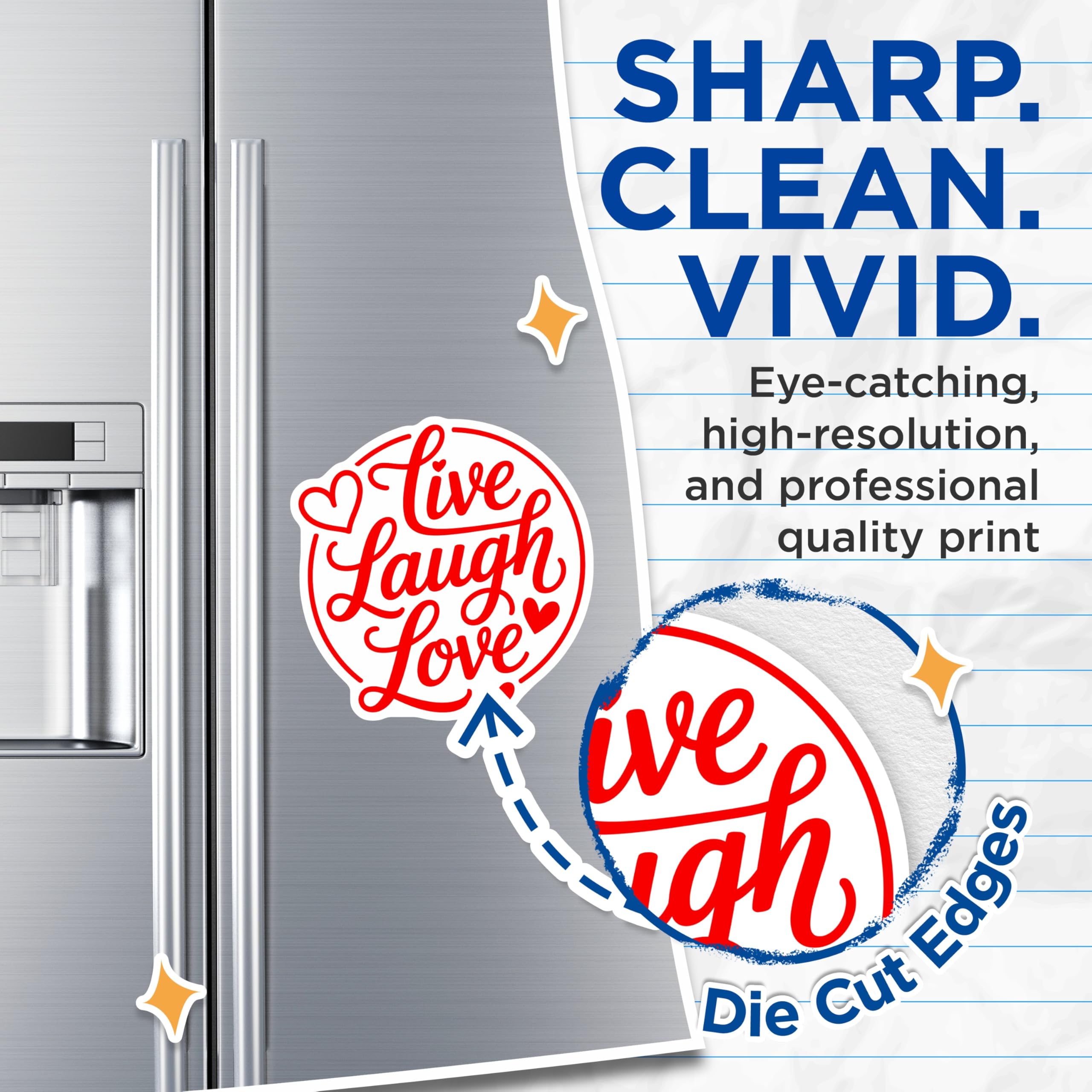 (2 Pack) Live Laugh Love Magnets - Inspirational Saying - Positive Vibe Fridge Decor - 5" On Longest Side - Premium Magnet - for Cars, Refrigerators, Toolboxes, Lockers - Made in USA - MAG15168