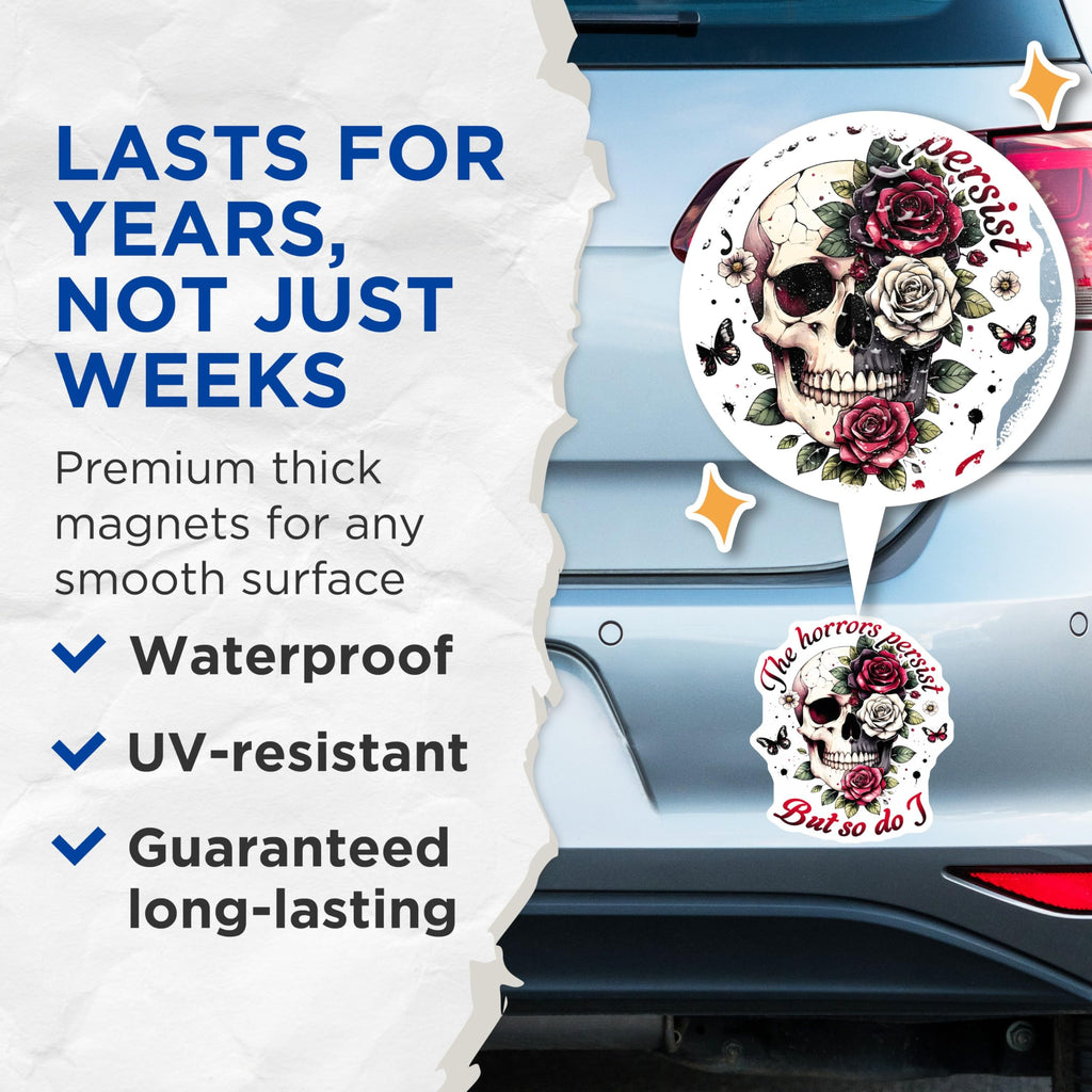 (2 Pack) Skull Art Magnets - Skull Decor - Gothic Skull Design - 5" On Longest Side - for Cars, Fridges, Toolboxes - Made in USA - MAG7384