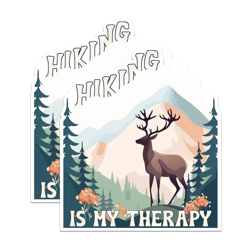 (2 Packs) Hiking is My Therapy Magnets - Hiker Hiking Nature Outdoorsman Magnets - 5 Inches On Longest Side - Premium Magnet - for Fridges, Toolboxes, Cars - Made in USA - MAG2479