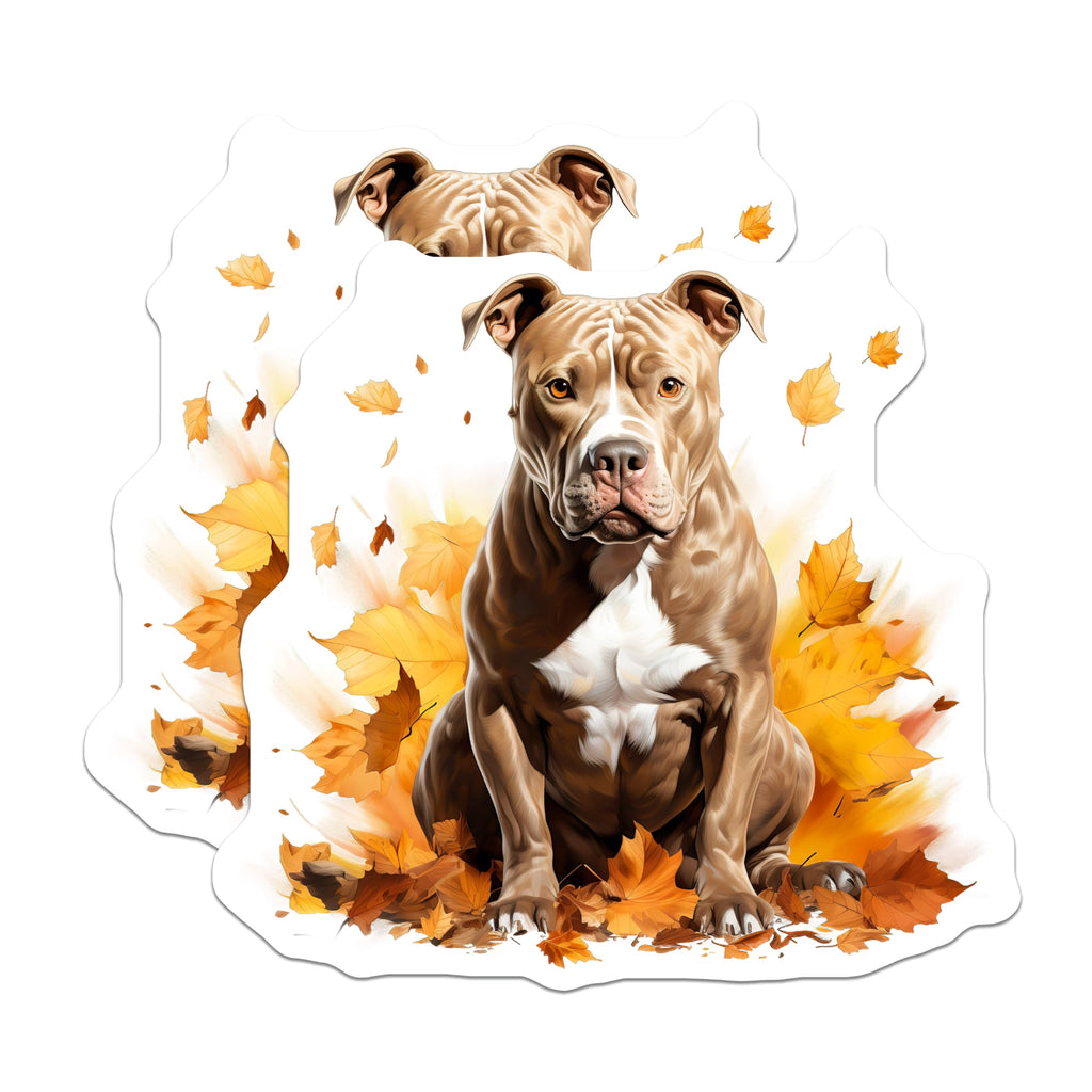 (2 Pack) Pitbull Dog Magnets - Autumn Fall Leaves Decor - Pitbull Mom Dad Accessories - Pet Lover Refrigerator Magnets - 5 Inches On Longest Side - Thick Durable Magnet - Made in USA - MAG27624