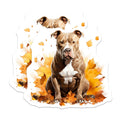 (2 Pack) Pitbull Dog Magnets - Autumn Fall Leaves Decor - Pitbull Mom Dad Accessories - Pet Lover Refrigerator Magnets - 5 Inches On Longest Side - Thick Durable Magnet - Made in USA - MAG27624