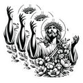 (3 Pack) Jesus Flower Decals - Religious Stickers - Christian Laptop Decals - 3 Inches On Longest Side - Easy Peel & Apply - Made in USA - 3MCS6088