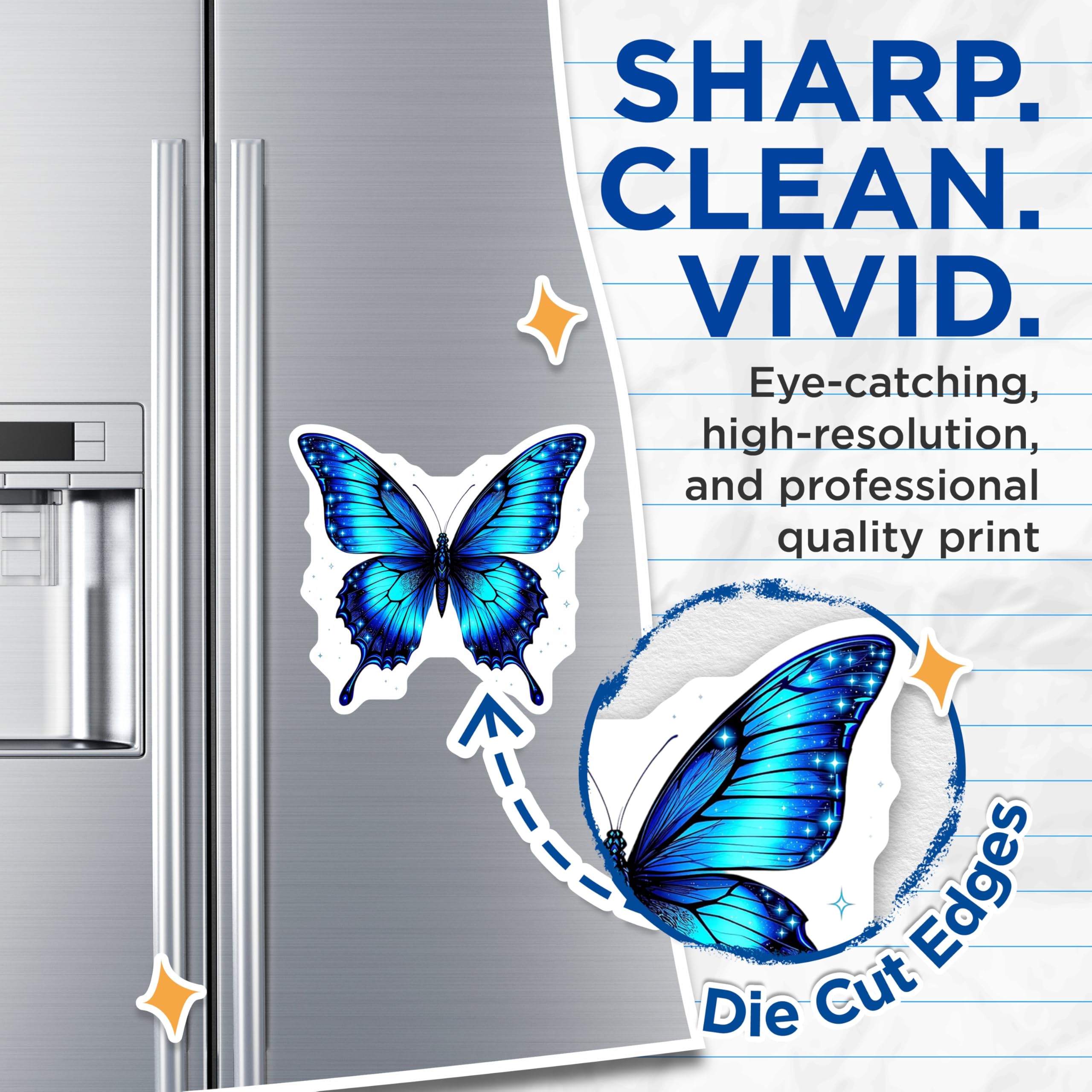 (2 Pack) Butterfly Magnets - Blue Celestial Butterfly - Refrigerator Decor - 5" On Longest Side - Premium Magnet - for Cars, Refrigerators, Toolboxes, Lockers - Made in USA - MAG15251