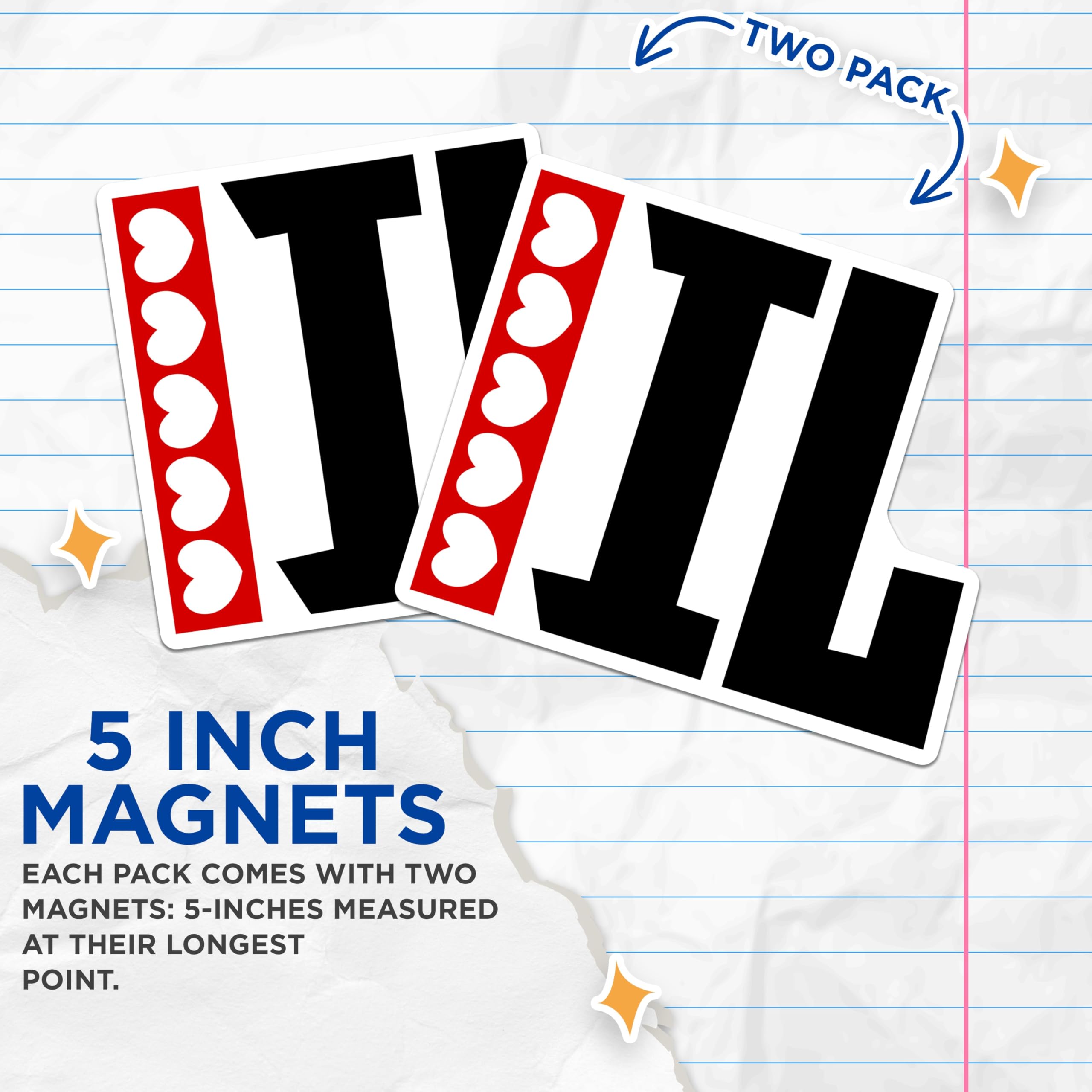 (2 Pack) I Love Illinois Magnets - Chicago Souvenir - Illinois Pride Decor - 5" On Longest Side - Premium Magnet - for Cars, Refrigerators, Toolboxes, Lockers - Made in USA - MAG17800