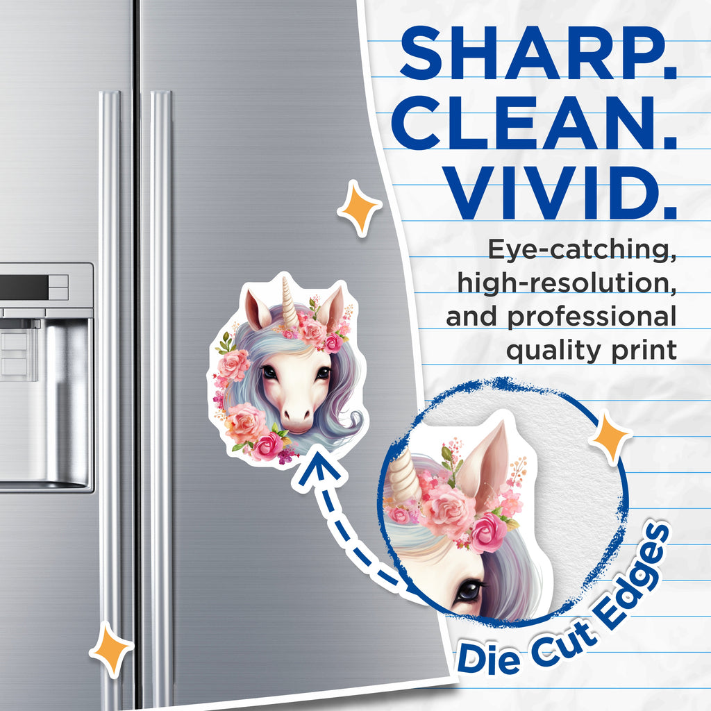 (2 Pack) Pastel Unicorn Magnets - Floral Decor - Magical Fantasy Art - Mythical Creature Decor - Fridge Accent - 5" - Durable Magnet - Made in USA - MAG38255