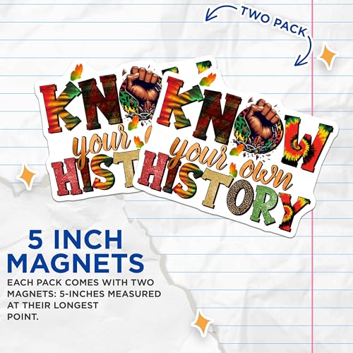 (2 Pack) Know Your Own History Magnets - Inspirational Quote - Educational Decor - 5" On Longest Side - for Cars, Fridges, Toolboxes - Made in USA - MAG7853