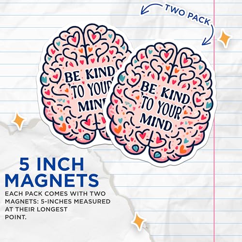 (2 Pack) Inspirational Quote Magnet - Mental Health - Positive Message - Colorful Design - 5" On Longest Side - Sticks to Smooth Flat Surfaces - Made in USA - MAG9663