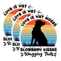 (3 Pack) Dog Decals - Love is Wet Noses - Slobbery Kisses Wagging Tails - Laptop Decals - 3 Inches On Longest Side - Easy Peel & Apply - Made in USA - 3MCS2904