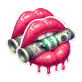 (2 Pack) Juicy Lips with Money Stickers - Fierce Cool Dripping Juicy Lips - 5 Inches On Longest Side - Premium Vinyl - for Cars, Trucks, Skateboards, Laptops - Made in USA - BMCS1683