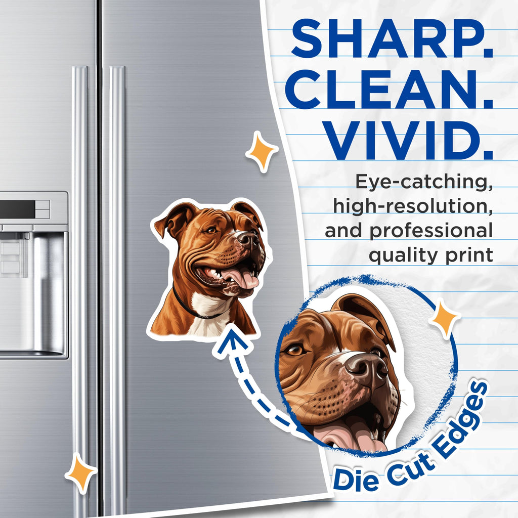 (2 Pack) Pitbull Magnets - Happy Pitbull Dog Art - Pet Lover Decor Items - 5 Inches On Longest Side - Thick Durable Magnet - Made in USA - MAG23359