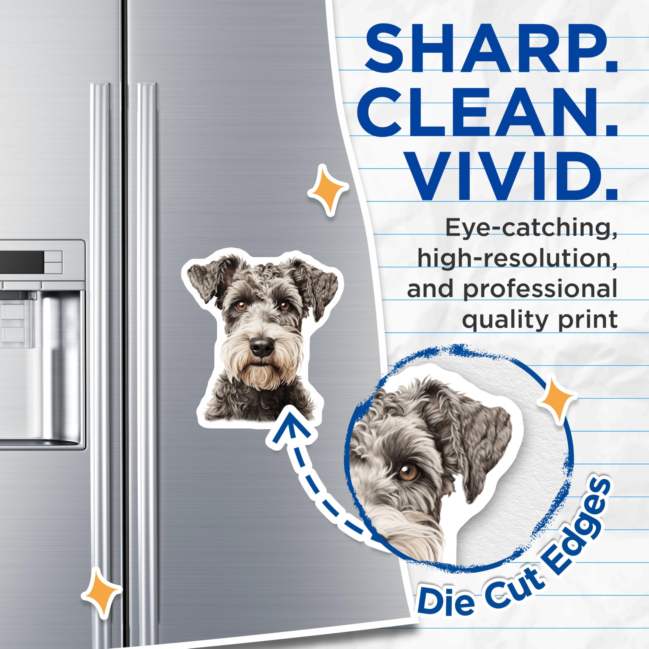 (2 Pack) Schnauzer Magnets - Dog Lover Decor - Pet Portrait Art - 5 Inches On Longest Side - Thick Durable Magnet - Made in USA - MAG24909