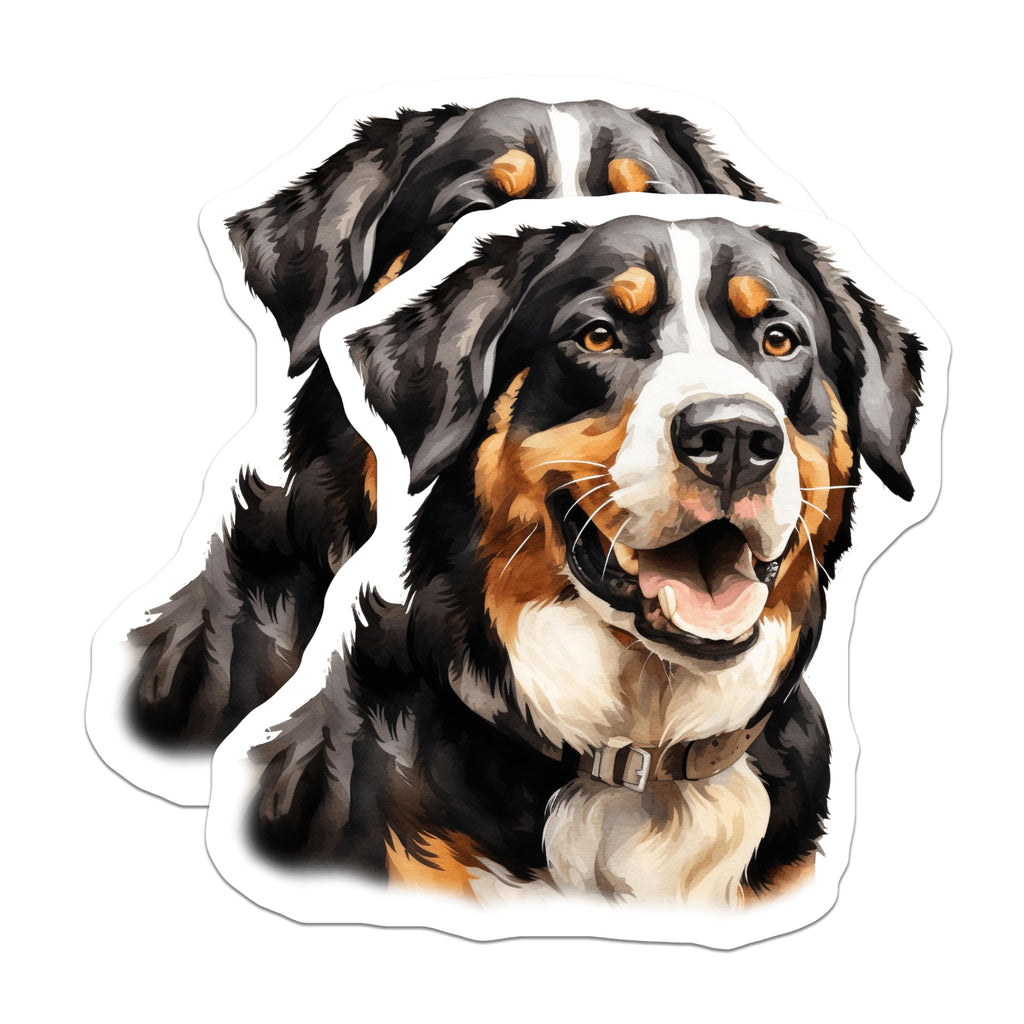 (2 Pack) Bernese Mountain Dog Magnets - Watercolor Dog Art - Dog Mom Dad Fridge Locker Decor - Pet Lover Animal Enthusiast - 5 Inches On Longest Side - Thick Durable Magnet - Made in USA - MAG25104