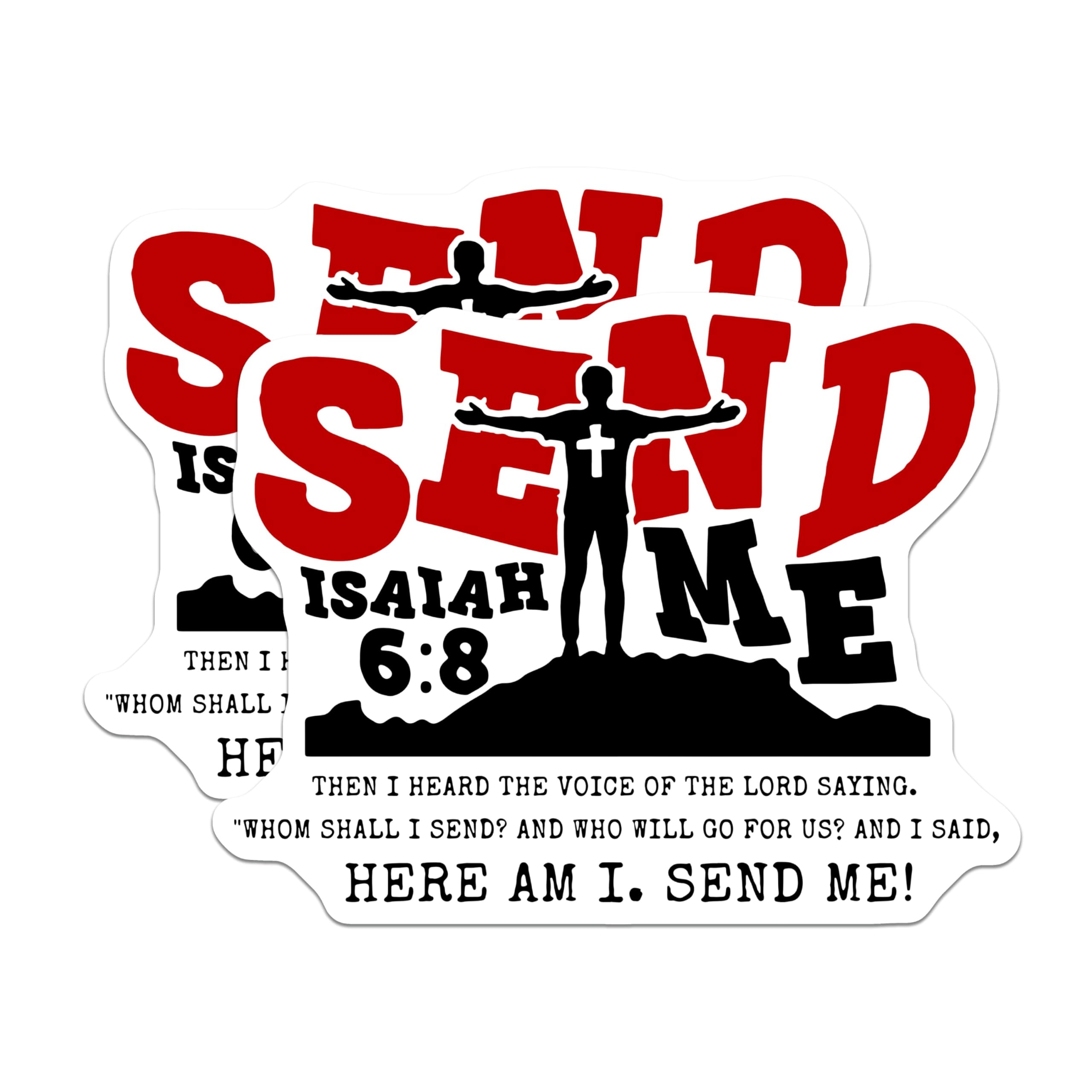 (2 Pack) Send Me Isaiah 6:8 Magnets - Christian Faith Missionary - Scripture Bible Verse Decor - 5 Inches On Longest Side - Thick Durable Magnet - Made in USA - MAG22089