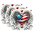 (3 Pack) American Heart Decals - Winged Heart Decal - Patriotic Decal - 3 Inches On Longest Side - Easy Peel & Apply - Made in USA - 3MCS8724