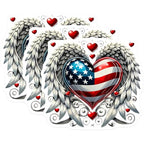 (3 Pack) American Heart Decals - Winged Heart Decal - Patriotic Decal - 3 Inches On Longest Side - Easy Peel & Apply - Made in USA - 3MCS8724