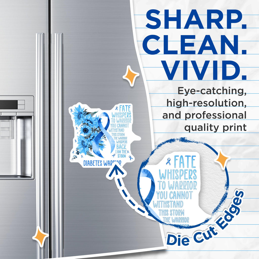 (2 Pack) Diabetes Awareness Magnets - Sunflower Blue Ribbon - Inspirational Quote Magnets - 5" On Longest Side - Premium Magnet - for Cars, Refrigerators, Toolboxes, Lockers - Made in USA - MAG17101
