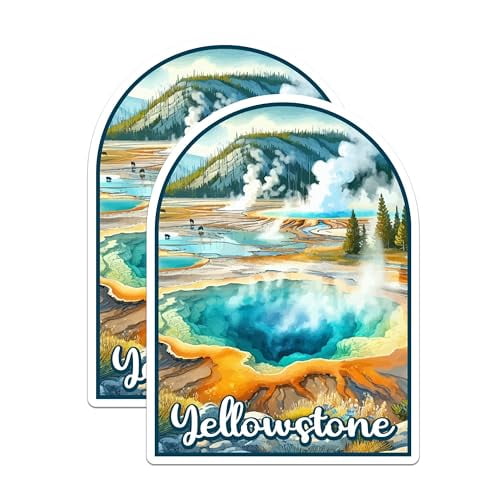 (2 Pack) Yellowstone National Park Bumper Magnet - US National Park - Choose from 63 Parks - 5" On Longest Side - Decal for Car Bumper, Laptop, Water Bottle, Wall, and Window - MAG1560