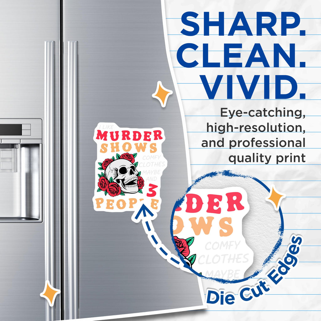 (2 Pack) Murder Shows Magnets - Skull and Roses - True Crime Obsessed Magnets - 5" On Longest Side - Premium Magnet - for Cars, Refrigerators, Toolboxes, Lockers - Made in USA - MAG15936