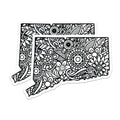 (2 Pack) Connecticut State Magnets - Floral Zentangle Design - Decorative CT Fridge Magnets - 5" On Longest Side - Premium Magnet - for Cars, Refrigerators, Toolboxes, Lockers - Made in USA - MAG18331