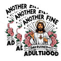 (3 Pack) Adulting Ruined Day Decals - Funny Jesus Art - Wine Lover Gift - 3 Inches On Longest Side - Easy Peel & Apply - Made in USA - 3MCS2585
