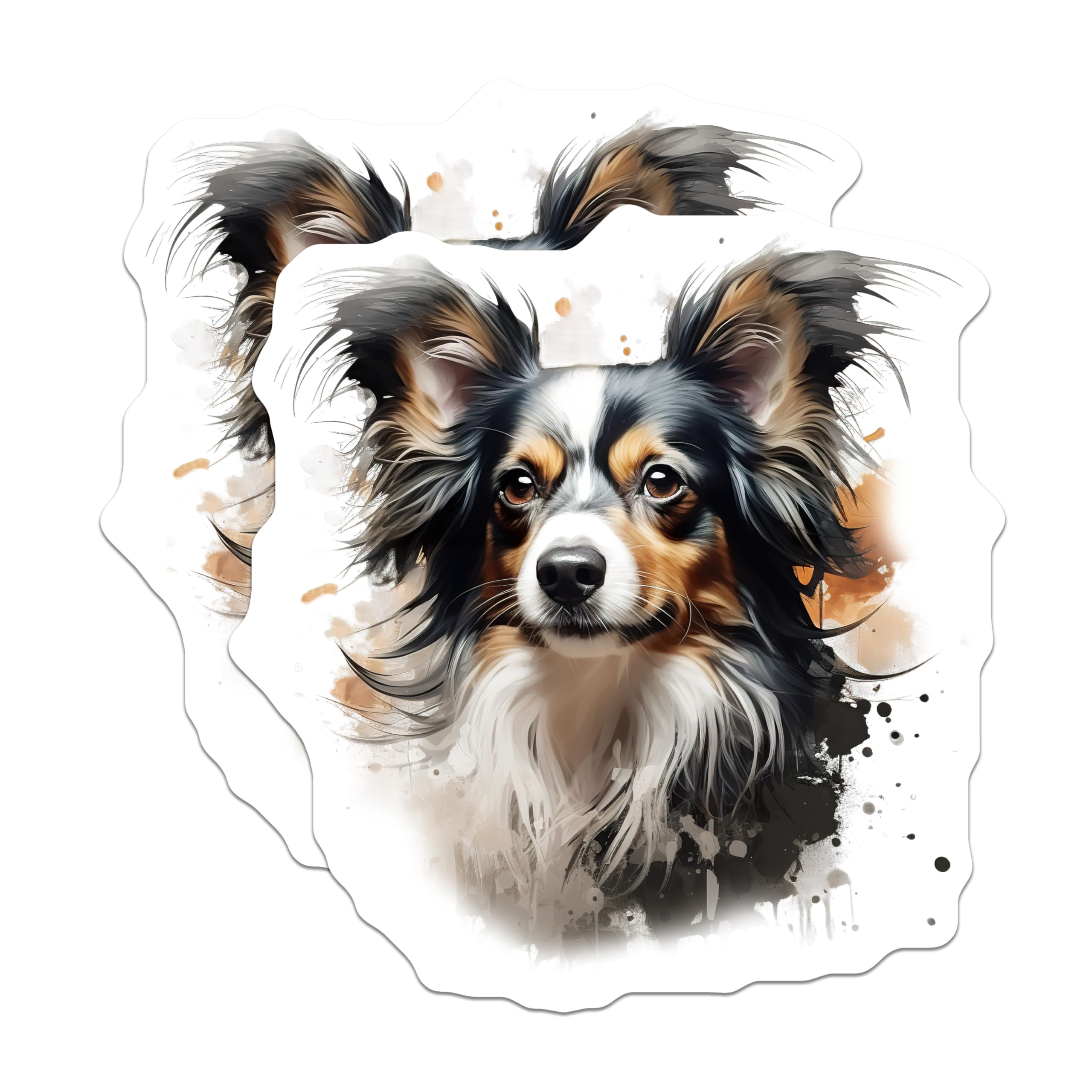 (2 Pack) Watercolor Dog Magnets - Artistic Pet Portrait - Tri Color Dog Mom Accessory - 5 Inches On Longest Side - Thick Durable Magnet - Made in USA - MAG26592