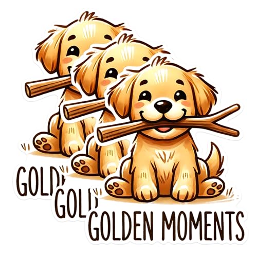 (3 Pack) Golden Retriever Decals - Cute Dog Stickers - Laptop Decal - 3 Inches On Longest Side - Easy Peel & Apply - Made in USA - 3MCS1206