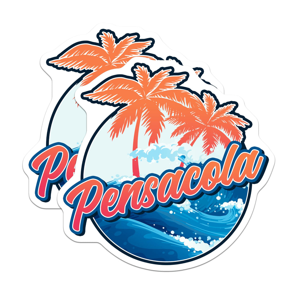(2 Pack) Pensacola Florida Magnets - Tropical Palm Tree Decor - Beach Souvenir - 5" On Longest Side - Premium Magnet - for Cars, Refrigerators, Toolboxes, Lockers - Made in USA - MAG18012