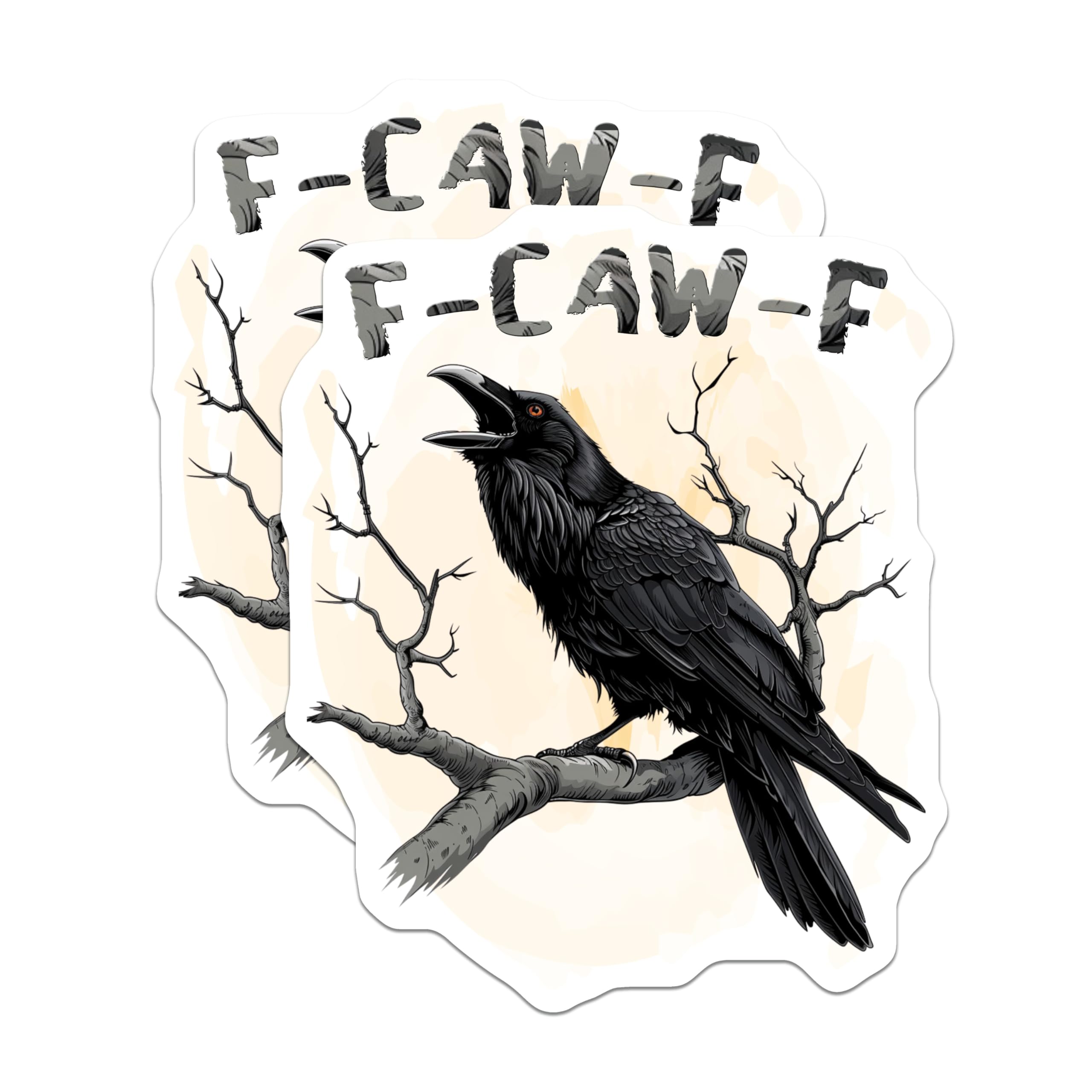 (2 Pack) Raven Magnets - Black Bird Illustration - F-CAW-F Magnet - 5" On Longest Side - Premium Magnet - for Cars, Refrigerators, Toolboxes, Lockers - Made in USA - MAG15025