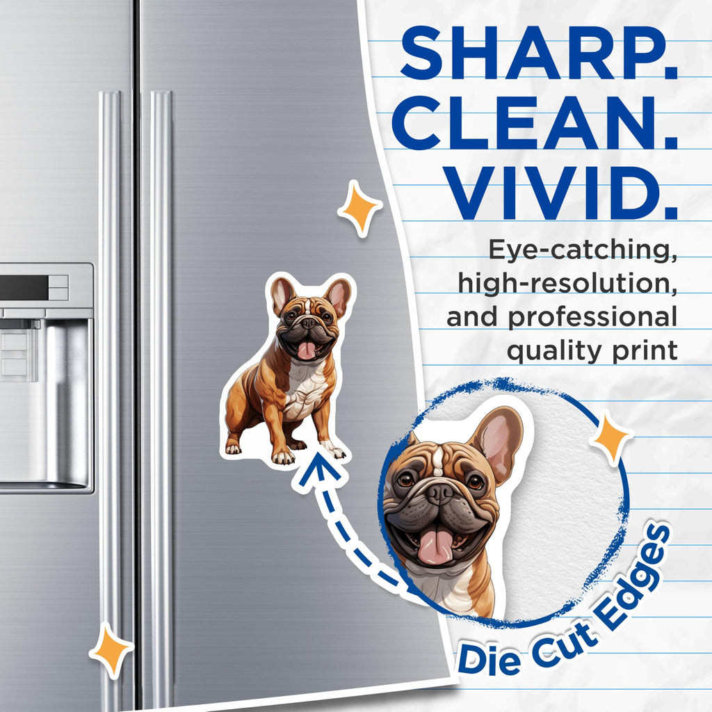 (2 Pack) French Bulldog Magnets - Adorable Frenchie Dog Refrigerator Decor - Cute Canine Pet Owner Home Kitchen Accessories - 5 Inches On Longest Side - Thick Durable Magnet - Made in USA - MAG24629