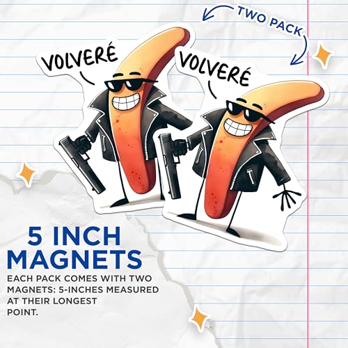 (2 Pack) Funny Food Magnets - Cartoon Character - Minimalist Kitchen Decor - 5" On Longest Side - for Cars, Fridges, Toolboxes - Made in USA - MAG7595